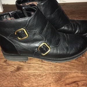 Black leather ankle boots